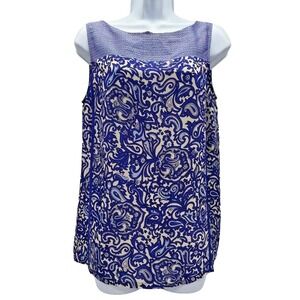 LOFT‎ By Ann Taylor Sleeveless Lightweight Royal Blue Paisley Back Zip M Top